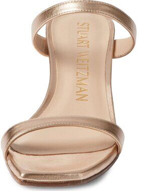 STUART WEITZMAN Aleena Metallic Leather Wedge in Rose Gold